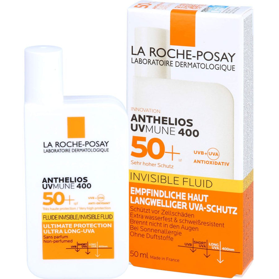 La Roche-Posay Anthelios UVMune 400 Invisible Fluid SPF50+ 50 ml — European bottle and carton — PZN 17636587