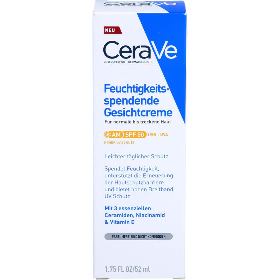 CERAVE feuchtigkeitsspendende Gesichtscreme SPF 50 — 52 ml — reference packaging
