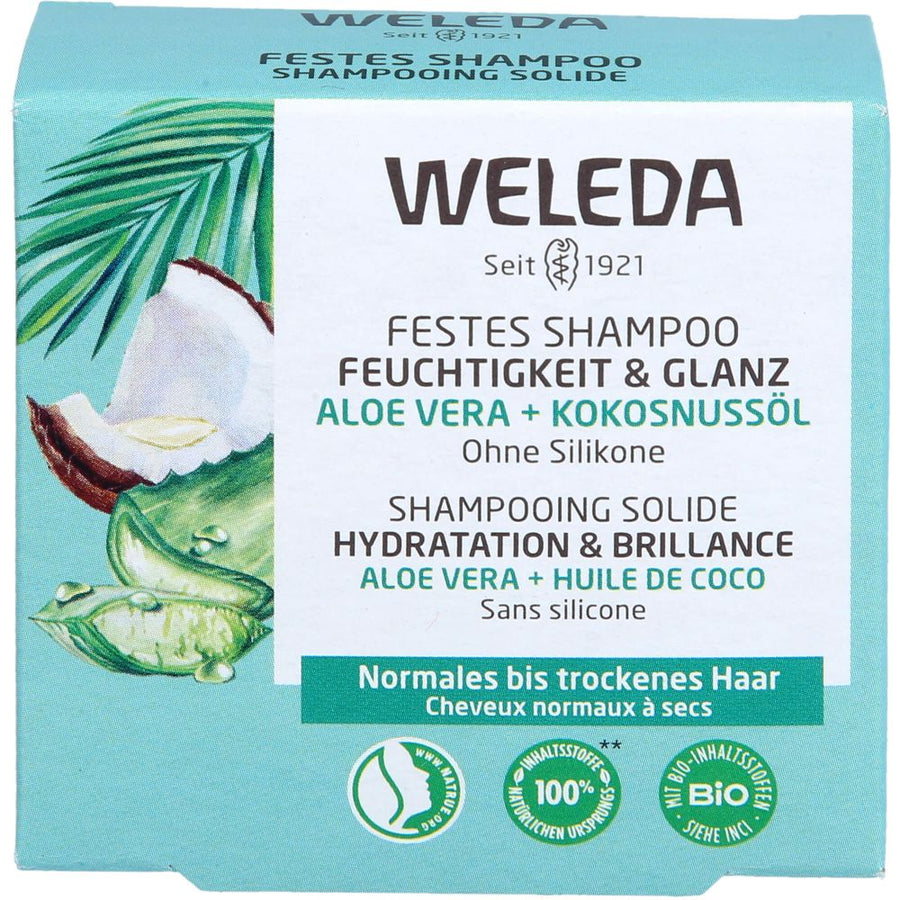 WELEDA festes Shampoo Feuchtigkeit & Glanz — 50 g — reference packaging
