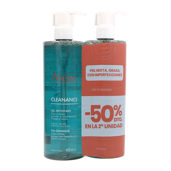Avene cleanance gel limpiador pack duplo 2x400 ml promo — 2x400 ml — reference packaging