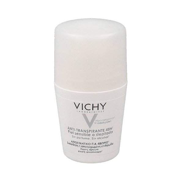 Vichy Desodorante Antitranspirante 48h Roll-On Piel Sensible O Depilada 50 ml — 50 ml — reference packaging